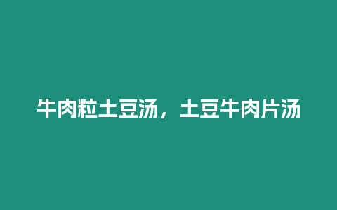 牛肉粒土豆湯，土豆牛肉片湯